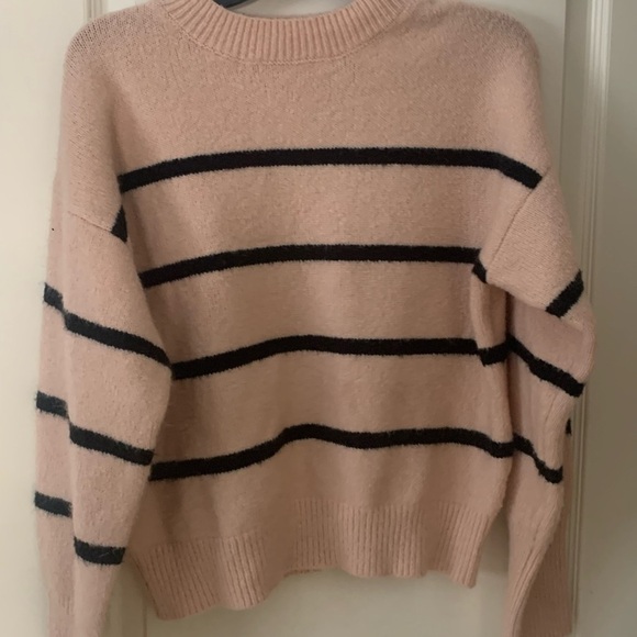 Women’s Double Zero Spicy Small Pink W/ Black Stripes Sweater - Picture 3 of 6